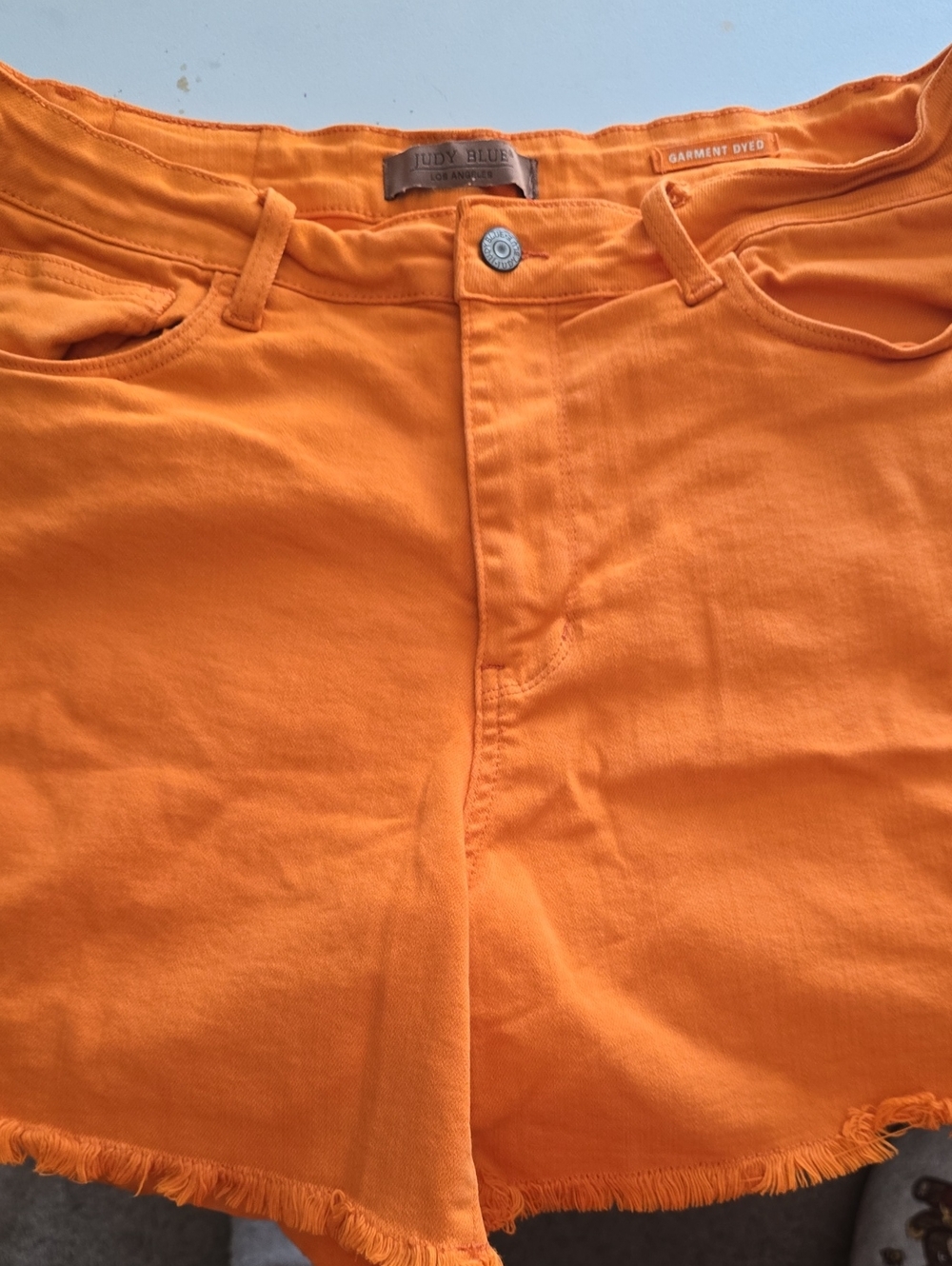 Judy Blue Bright Orange Denim Cutoff Shorts